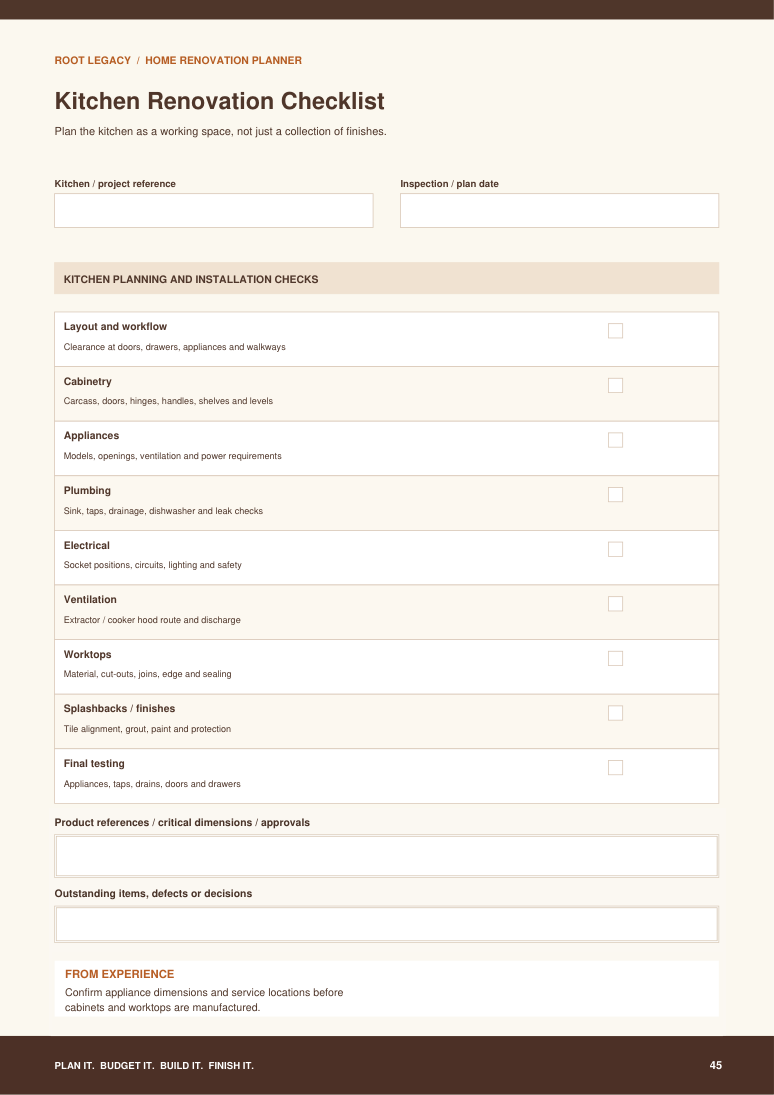 Sample kitchen checklist